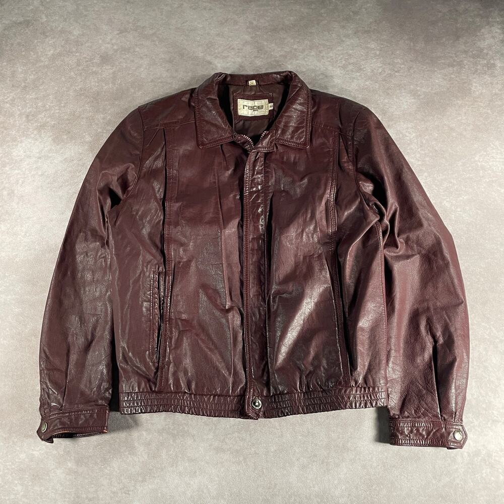 Vintage Y2K Women's Rage Genuine Leather Jacket Burgundy Maroon Large Size 40